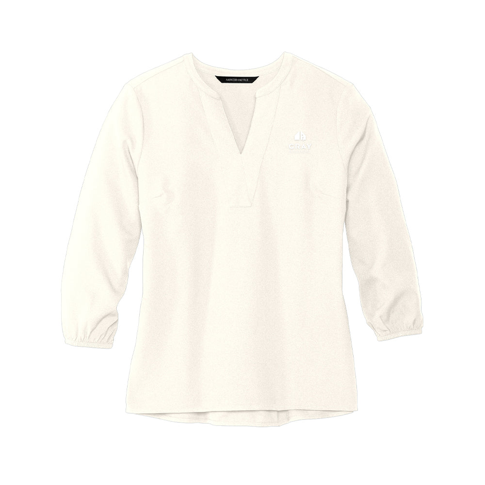 MERCER+METTLE Women's Stretch Crepe 3/4-Sleeve Blouse